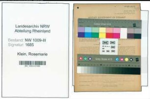 Entnazifizierung Rosemarie Klein , geb. 01.10.1921 (Landarbeiterin)