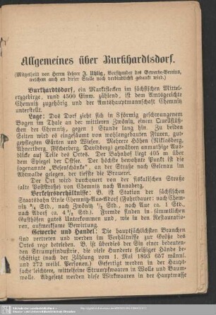 Allgemeines über Burkhardtsdorf