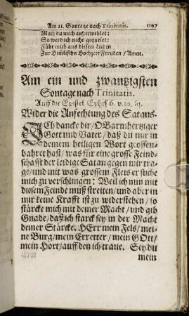 Am ein und zwantzigsten Sontage nach Trinitatis.