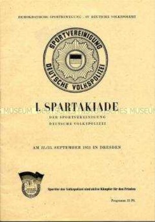 Programm zur I. Spartakiade der Sportvereinigung der Volkspolizei