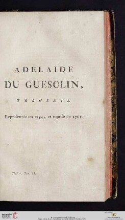 Adelaide du Guesclin, tragedie