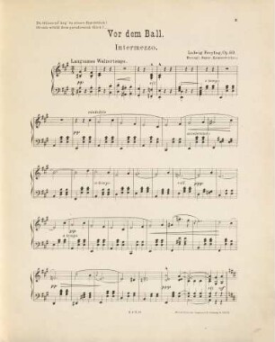 Vor dem Ball : Intermezzo für Pianoforte ; Op. 60