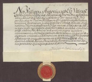 Documentum emancipationis des Franz Christoph von Hutten zum Stolzenberg.
