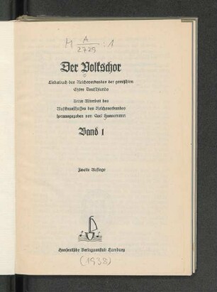 1: : Liederbuch des Reichsverbandes der gemischten Chöre Deutschlands