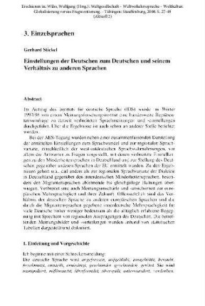 Einstellungen der Deutschen zum Deutschen und seinem Verhältnis zu anderen Sprachen