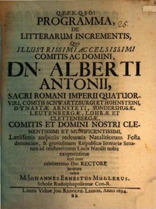 Programma de litterarum incrementis