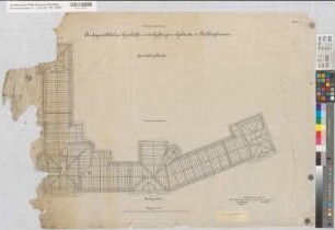 Recklinghausen (Recklinghausen) Amtsgericht und Gefängnis Grundriß Dachgeschoß 1907 1 : 100 73 x 105 Zeichnung Erberich Staatshochbauamt Münster