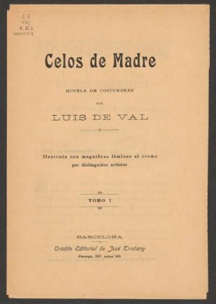Celos de madre : novela de costumbres : tomo 1