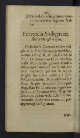 Provincia Andegavensium vulgò Anjou.
