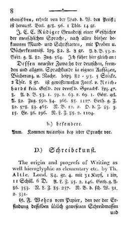 D. Schreibekunst.