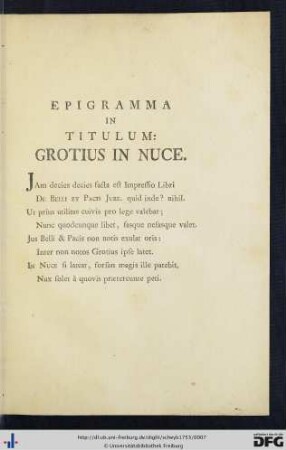 Epigramma In Titulum: Grotius In Nuce.