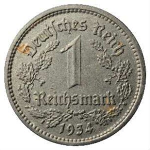 Fundmünze, Reichsmark, 1934