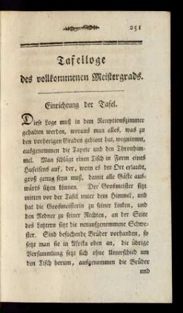 Tafelloge des vollkommenen Meistergrads.