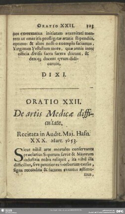 Oratio XXII. De artis Medicae difficultate