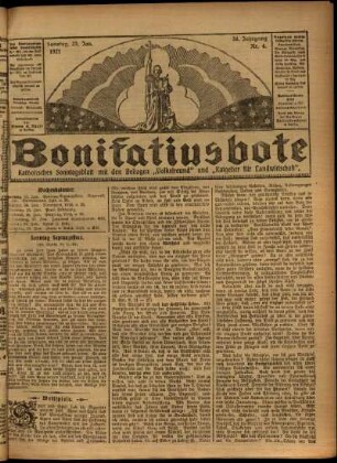 Erste Ausgabe vom Sonntag, den 23. Januar 1921.