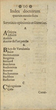 Index doctorum quorum mentio facta in Scrutinio opinionis et scientiae