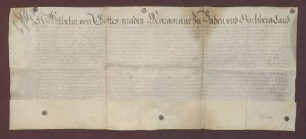 Erblehenbrief des Markgrafen Wilhelm von Baden-Baden für Bastian Stemblin über die herrschaftliche Mahlmühle an der Murg