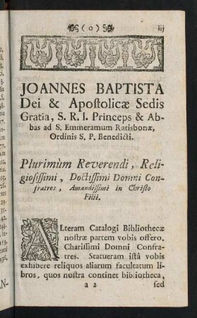 iii-iiii, Joannes Baptista Dei & Apostolicae Sedis Gratia, ...