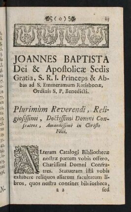 iii-iiii, Joannes Baptista Dei & Apostolicae Sedis Gratia, ...