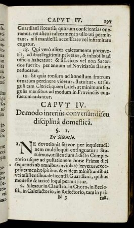 Caput IV. Demodo interiùs conversandi seu disciplinâ domesticâ.