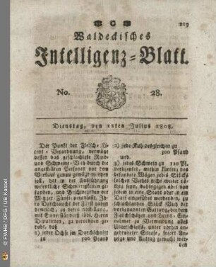 No. 28. Dienstag, den 12ten Julius 1808