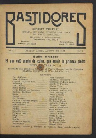1922000101: El que esté exento de culpa, que arroje la primera piedra : [pieza en tres actos]
