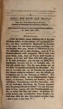 Journal für technische und ökonomische Chemie, 6. 1829