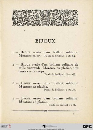 Bijoux (Nr. 1-67)