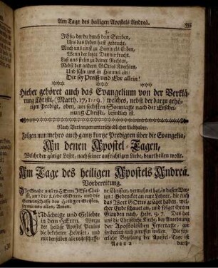 [...] kurtze Predigten über die Evangelia, An denen Apostel-Tagen [...]
