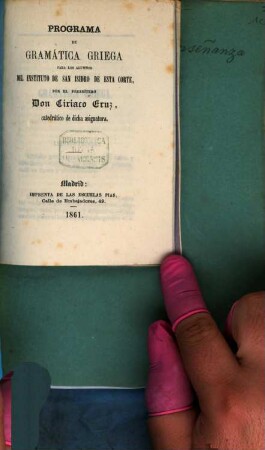 Programa de gramática griega : para los alumnos del Instituto de San Isidro de Esta Corte