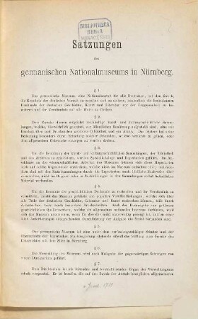Satzungen des germanischen Nationalmuseums in Nürnberg