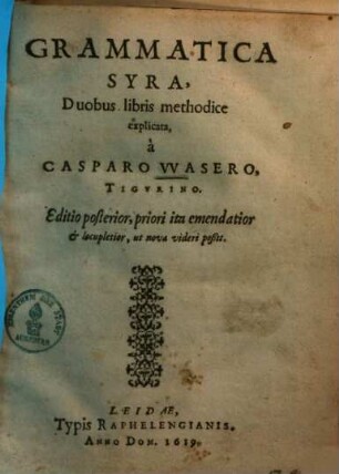 Grammatica Syra : duobus libris methodice explicata