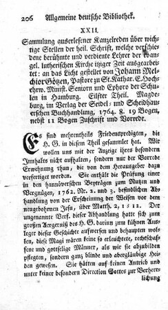 XXII. Sammlung auserlesener Kanzelreden über wichtige Stellen der heil. Schrift, welche verschiedene berühmte und verdiente Lehrer der evangel. lutherischen Kirche itziger Zeit ausgearbeitet.