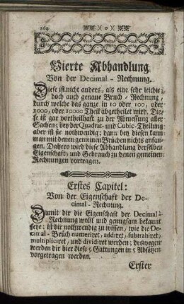 Vierte Abhandlung Von der Decimal-Rechnung.