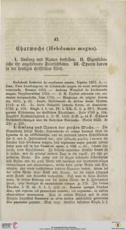 43. Charwoche (Hebdomas magna)