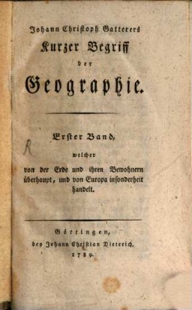 Kurzer Begriff der Geographie