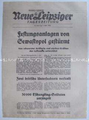 Extrablatt der "Neuen Leipziger Tageszeitung" u.a. zur Stürmung der Festung Sewastopol