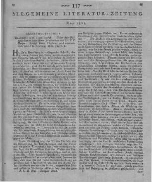 Speyer, K. F.: Über das Heilverfahren in fieberhaften [und entzündlichen] Krankheiten. Bamberg: Kunz 1820