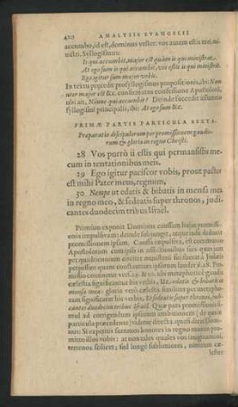 Primae Partis Particula Sexta. Praeparatio discipulorum per promissionem gaudiorum & gloriae in regno Christi.