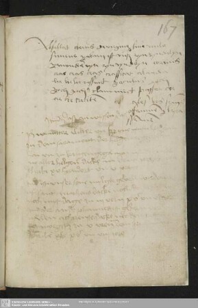 167r: Lat.-dt. Verse (Strophe eines Weihnachtslieds)
