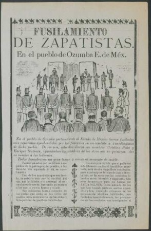 Fusilamiento de zapatistas en el pueblo de Ozumba E. de Méx.