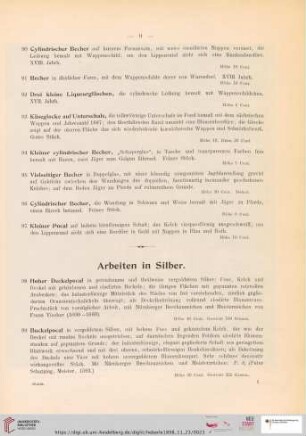 Arbeiten in Silber (Nr. 98 - 113)