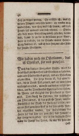 Wir haben auch ein Osterlamm, das ist Christus, für uns geopfert.