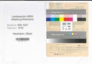 Entnazifizierung Albert Heutmann , geb. 05.01.1904 (Friseur)