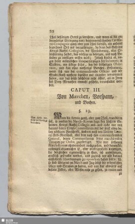 Caput III. Von Maerchen, Vorspann, und Bothen