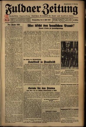 Erste Ausgabe vom Donnerstag, den 01. Juli 1937.