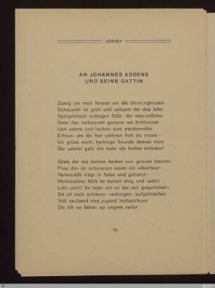 An Johannes Addens und seine Gattin : [SW XV: keine Sigle]; [SW XV, S. 74-76/146] / Albert Verwey