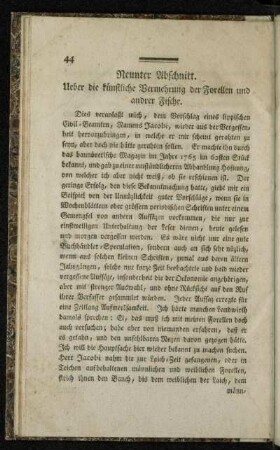 Neunter Abschnitt. Ueber die künstliche Vermehrung der Forellen und andrer Fische.