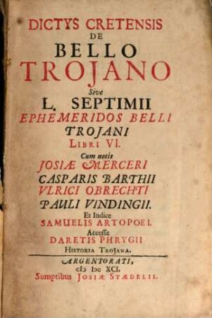 De bello Troiano : libri VI.