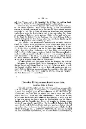 Über den Erfolg unsers Leseunterrichts